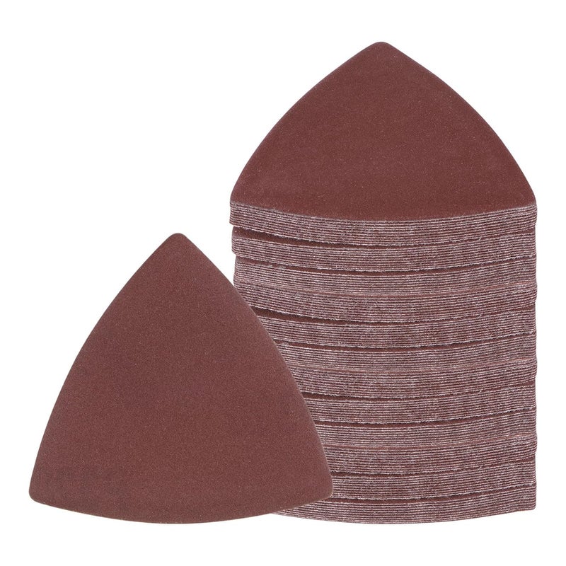 Kozelo 120pcs Mouse Sander Detail Sandpaper - [ 320 Grit, 3-1/8" ] Triangle Hook and Loop Assorted Sanding Pads Sheet for Wood Furniture Polishing Use | Aluminum Oxide Sandpaper - Image 1